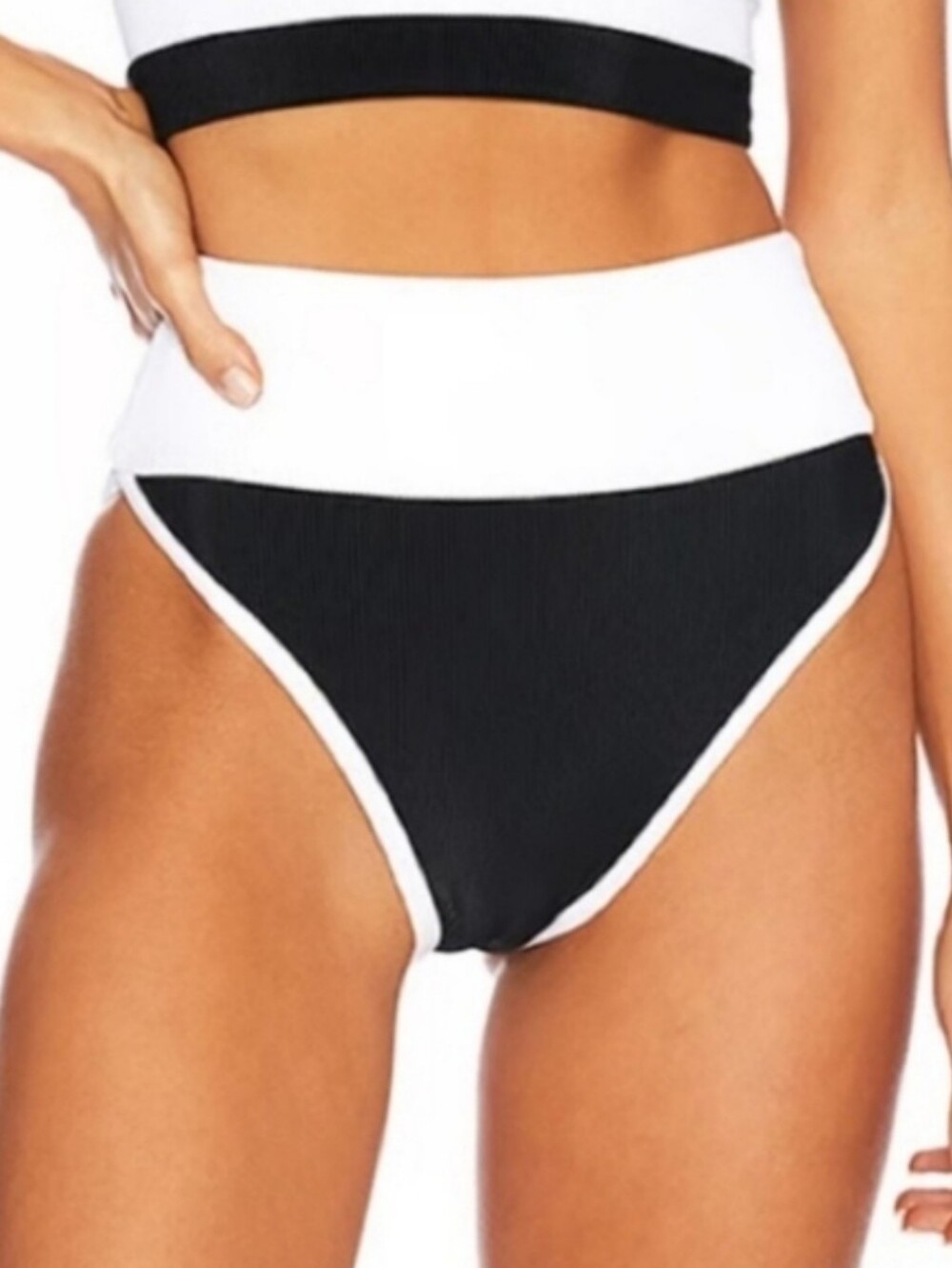New!Beach Riot Black and White High-Waist Bikini Bottoms